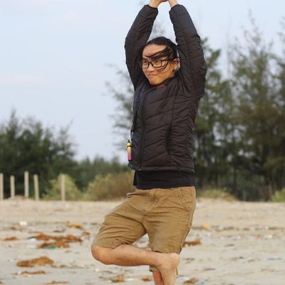 Person doing a tree pose for balance and focus